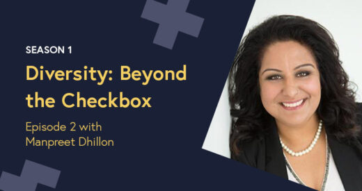 Manpreet Dhillon headshot in a Diversity: Beyond the Checkbox graphic template.