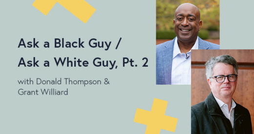 Grant Williard and Donald Thompson headshots in a Diversity: Beyond the Checkbox graphic template.