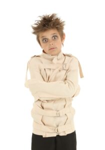 Child dressed up in a straightjacket 