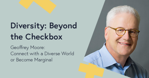 Geoffrey Moore headshot in a Diversity: Beyond the Checkbox graphic