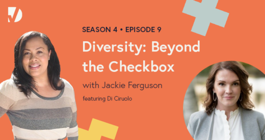 Jackie and Di headshots on a podcast graphic