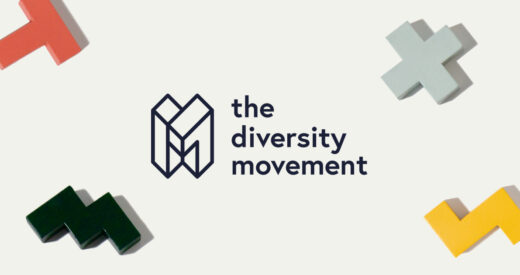 the diversity movement logo amongst colorful building blocks