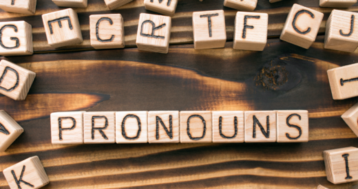 Word pronouns composed of wooden cubes