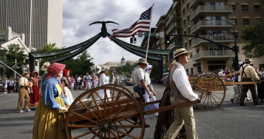 Sons of Utah Pioneers walk in the Days of ’47 Parade in Salt Lake City