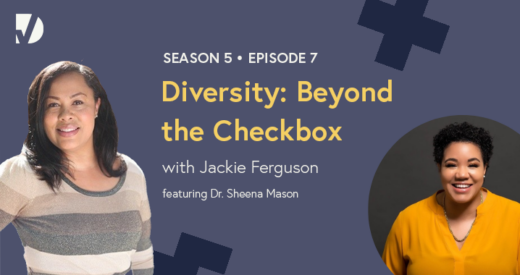 Jackie and Sheena headshots on a podcast graphic