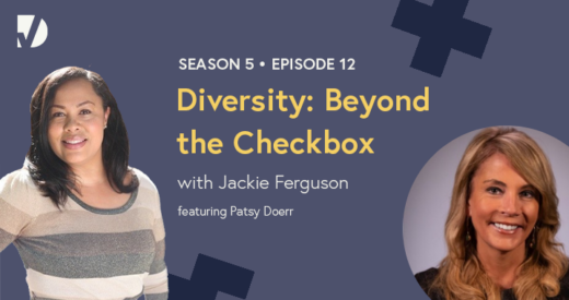 Jackie and Patsy headshots on a podcast graphic