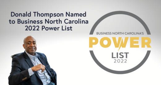 Donald headshot on a graphic featuring Power list award logo