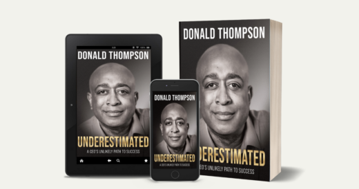 Underestimated book cover on a paperback, kindle, and iphone