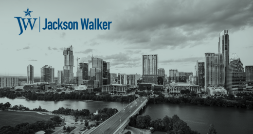 Austin skyline with Jackson Walker logo in top left corner