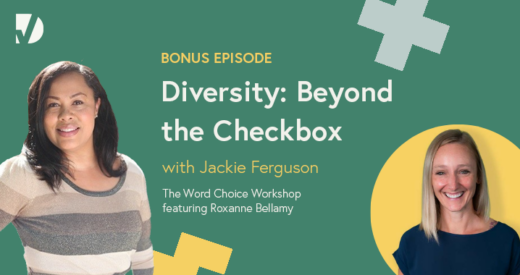 Jackie and Roxanne headshots on a podcast graphic