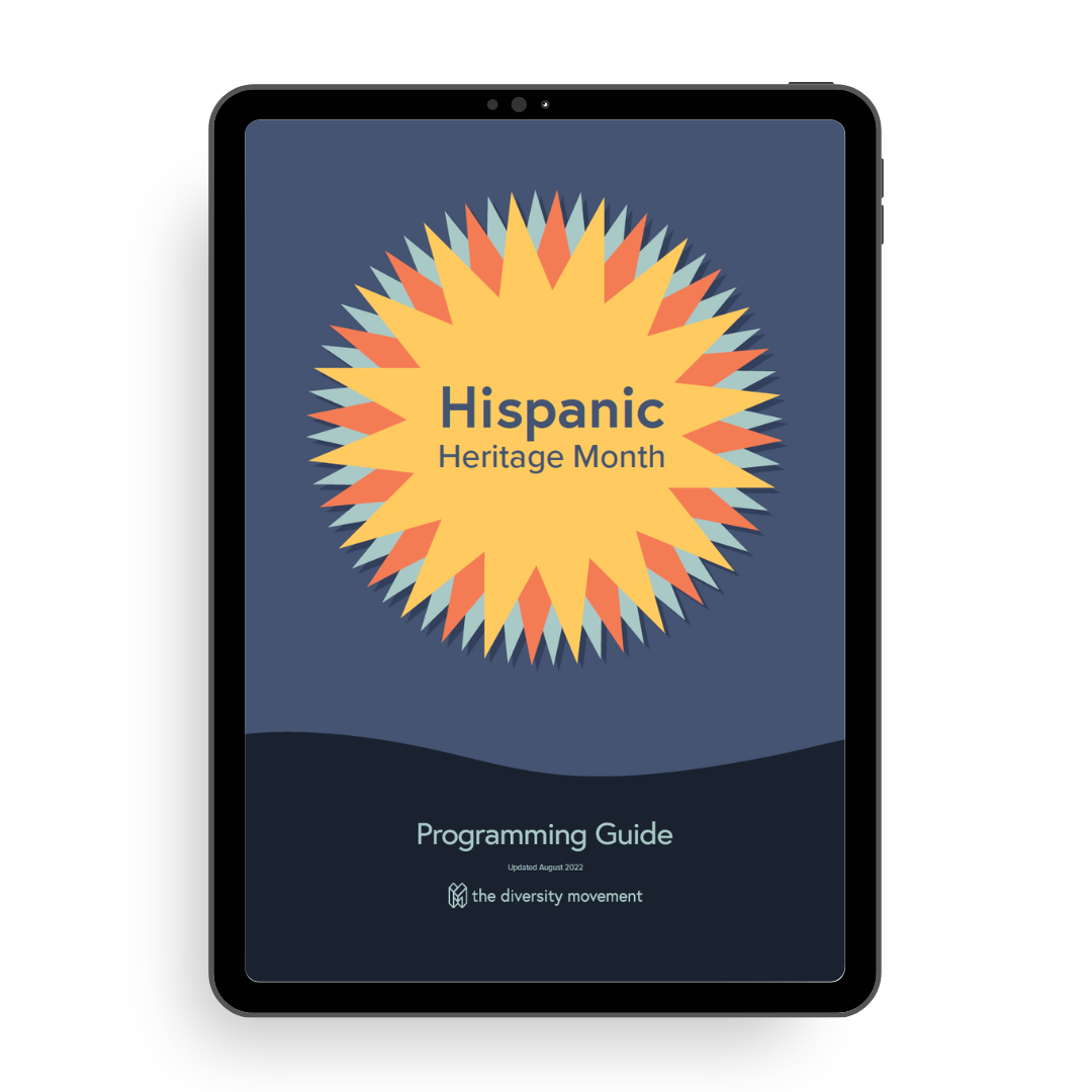 Hispanic heritage month guidebook cover on an ipad screen