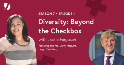 Jackie and Leigh headshots on a podcast graphic