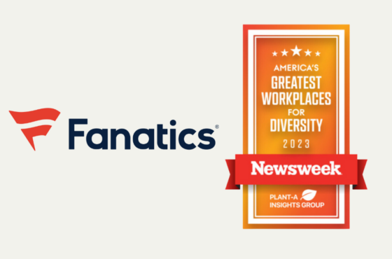 Fanatics logo beside a Newsweek award logo