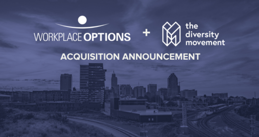 Workplace options and The Diversity Movement logos overlaid on a Raleigh city skyline