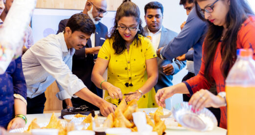 Corporate Business, Indian, Office - Group of Employees Attending a Celebration at the Office