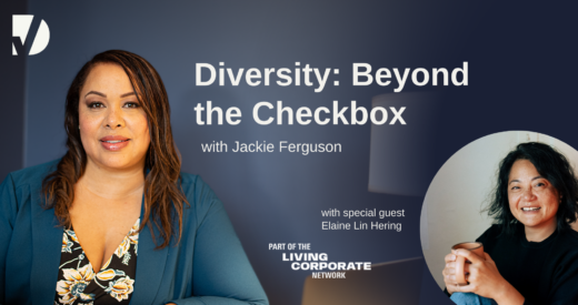 Jackie Ferguson gets ready to sit down with Elaine Lin Hering, the next guest on, 'Diversity: Beyond the Checkbox.