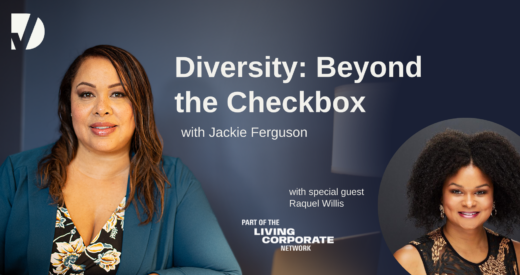 Jackie gets ready to sit down with Raquel Willis, the next guest on 'Diversity: Beyond the Checkbox.'
