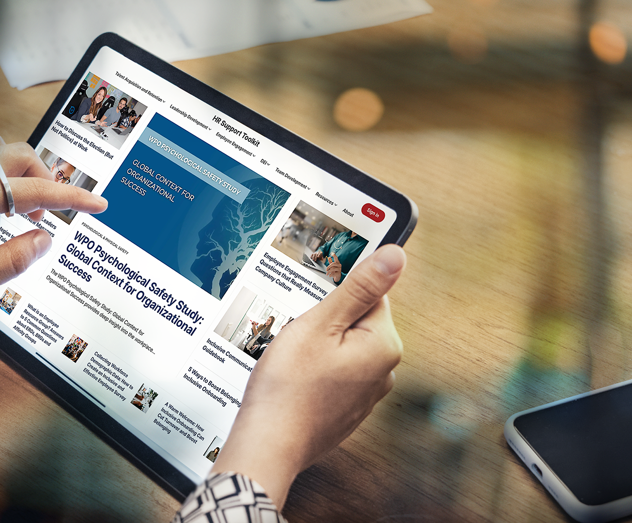 HR toolkit pulled up on a tablet screen