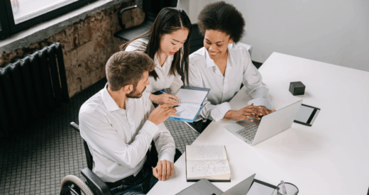 employees looking at 2026 workplace trend data